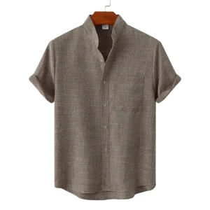 Camisa Lisa de Algodão com Botões