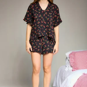 Pijama Feminino Curto Cherry - Preto