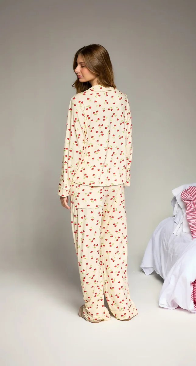 Pijama Feminino Clássico Longo Cherry - Off - Image 3