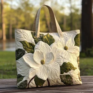 Bolsa artesanal acolchoada - Lírio branco elegante