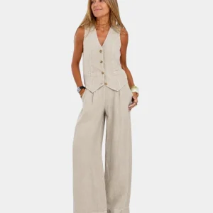 Assia | Conjunto colete sem mangas e calça