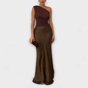 Vestido Longo Elegante com Um Ombro