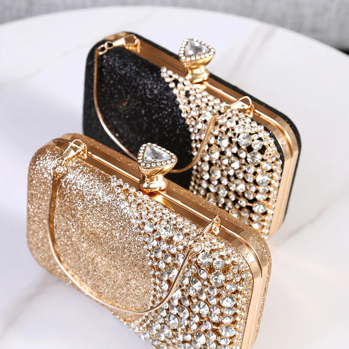 Bolsa feminina cristal STRASS, estilo oco, bolsa de ombro com corrente, festa de luxo, embreagem do dia do casamento, alça de bolsa - Image 6