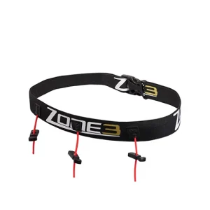 Zone3 Ultimate Race Number Belt With Gel Loops - Black-Red-White