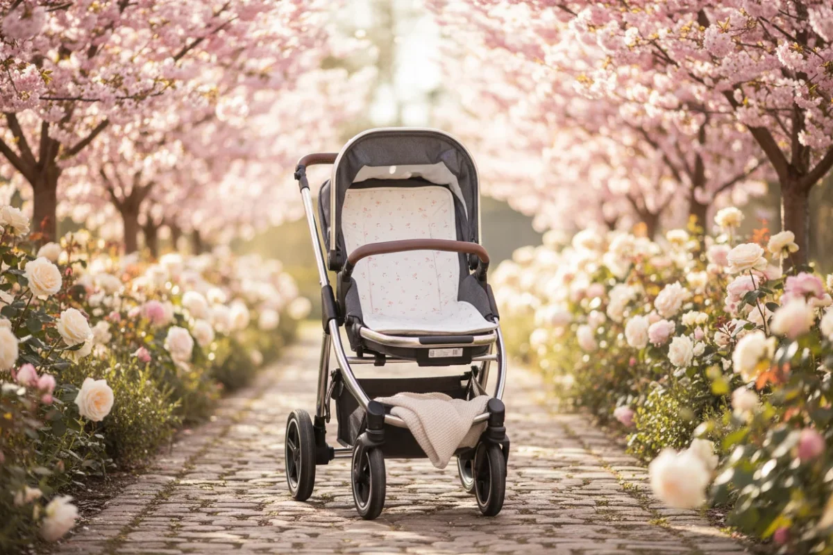 BimbiDreams - Colchoneta para Carrinho Monet Flores Rosa