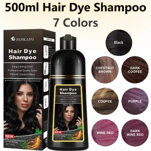 Shampoo Tintura, Natural Black Hair Dye, FENKANG 3 em 1 Hair Dye, Componentes Herbais de 7 Cores para Mulheres e Homens, 100ml, 500ml