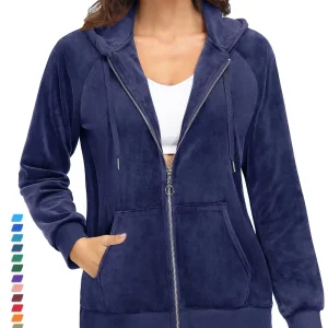 Jaqueta Feminina, de Veludo, Azul, Branco, Confortável